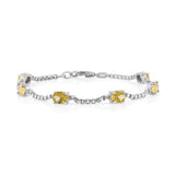 Birthstone Bracelet in Sterling Silver, Oval Cut 5*7mm, 7 Inches with an Extender, 12 Gemstone Options, Gift Box Included - April, White Zircon