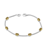 Birthstone Bracelet in Sterling Silver, Oval Cut 5*7mm, 7 Inches with an Extender, 12 Gemstone Options, Gift Box Included - April, White Zircon