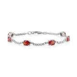 Birthstone Bracelet in Sterling Silver, Oval Cut 5*7mm, 7 Inches with an Extender, 12 Gemstone Options, Gift Box Included - April, White Zircon