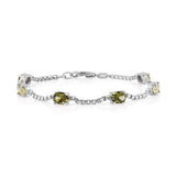 Birthstone Bracelet in Sterling Silver, Oval Cut 5*7mm, 7 Inches with an Extender, 12 Gemstone Options, Gift Box Included - April, White Zircon