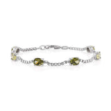 Birthstone Bracelet in Sterling Silver, Oval Cut 5*7mm, 7 Inches with an Extender, 12 Gemstone Options, Gift Box Included - April, White Zircon