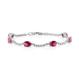 Birthstone Bracelet in Sterling Silver, Oval Cut 5*7mm, 7 Inches with an Extender, 12 Gemstone Options, Gift Box Included - April, White Zircon