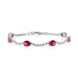 Birthstone Bracelet in Sterling Silver, Oval Cut 5*7mm, 7 Inches with an Extender, 12 Gemstone Options, Gift Box Included - April, White Zircon