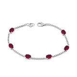 Birthstone Bracelet in Sterling Silver, Oval Cut 5*7mm, 7 Inches with an Extender, 12 Gemstone Options, Gift Box Included - April, White Zircon