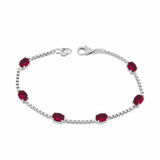 Birthstone Bracelet in Sterling Silver, Oval Cut 5*7mm, 7 Inches with an Extender, 12 Gemstone Options, Gift Box Included - April, White Zircon
