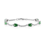 Birthstone Bracelet in Sterling Silver, Oval Cut 5*7mm, 7 Inches with an Extender, 12 Gemstone Options, Gift Box Included - April, White Zircon