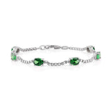 Birthstone Bracelet in Sterling Silver, Oval Cut 5*7mm, 7 Inches with an Extender, 12 Gemstone Options, Gift Box Included - April, White Zircon