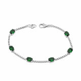 Birthstone Bracelet in Sterling Silver, Oval Cut 5*7mm, 7 Inches with an Extender, 12 Gemstone Options, Gift Box Included - April, White Zircon