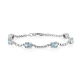 Birthstone Bracelet in Sterling Silver, Oval Cut 5*7mm, 7 Inches with an Extender, 12 Gemstone Options, Gift Box Included - April, White Zircon