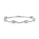 Birthstone Bracelet in Sterling Silver, Oval Cut 5*7mm, 7 Inches with an Extender, 12 Gemstone Options, Gift Box Included - April, White Zircon