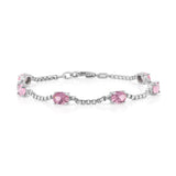 Birthstone Bracelet in Sterling Silver, Oval Cut 5*7mm, 7 Inches with an Extender, 12 Gemstone Options, Gift Box Included - April, White Zircon