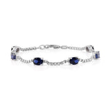 Birthstone Bracelet in Sterling Silver, Oval Cut 5*7mm, 7 Inches with an Extender, 12 Gemstone Options, Gift Box Included - April, White Zircon