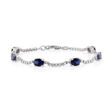 Birthstone Bracelet in Sterling Silver, Oval Cut 5*7mm, 7 Inches with an Extender, 12 Gemstone Options, Gift Box Included - April, White Zircon
