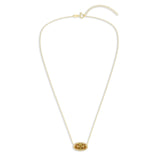 Oval Gemstone Necklace in 14K Gold Plated Sterling Silver, Oval Pendant Size 6 * 12mm, 15" Cable Chain with 2" Extender, Gift Box Included - Apr, White Zircon
