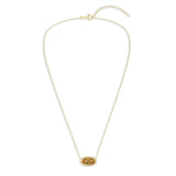 Oval Gemstone Necklace in 14K Gold Plated Sterling Silver, Oval Pendant Size 6 * 12mm, 15" Cable Chain with 2" Extender, Gift Box Included - Apr, White Zircon