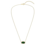 Oval Gemstone Necklace in 14K Gold Plated Sterling Silver, Oval Pendant Size 6 * 12mm, 15" Cable Chain with 2" Extender, Gift Box Included - Apr, White Zircon