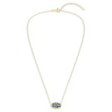 Oval Gemstone Necklace in 14K Gold Plated Sterling Silver, Oval Pendant Size 6 * 12mm, 15" Cable Chain with 2" Extender, Gift Box Included - Apr, White Zircon