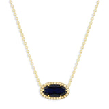Oval Gemstone Necklace in 14K Gold Plated Sterling Silver, Oval Pendant Size 6 * 12mm, 15" Cable Chain with 2" Extender, Gift Box Included - Apr, White Zircon