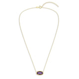 Oval Gemstone Necklace in 14K Gold Plated Sterling Silver, Oval Pendant Size 6 * 12mm, 15" Cable Chain with 2" Extender, Gift Box Included - Apr, White Zircon