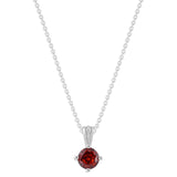 Gemstone Necklace in Sterling Silver, Round Pendant Size 6.5 * 6.5mm, 15" Cable Chain with 2" Extender, Gift Box Included - Apr, White Zircon