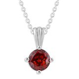 Gemstone Necklace in Sterling Silver, Round Pendant Size 6.5 * 6.5mm, 15" Cable Chain with 2" Extender, Gift Box Included - Apr, White Zircon