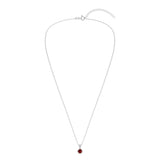 Gemstone Necklace in Sterling Silver, Round Pendant Size 6.5 * 6.5mm, 15" Cable Chain with 2" Extender, Gift Box Included - Apr, White Zircon