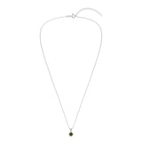 Gemstone Necklace in Sterling Silver, Round Pendant Size 6.5 * 6.5mm, 15" Cable Chain with 2" Extender, Gift Box Included - Apr, White Zircon
