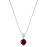 Gemstone Necklace in Sterling Silver, Round Pendant Size 6.5 * 6.5mm, 15" Cable Chain with 2" Extender, Gift Box Included - Apr, White Zircon