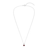 Gemstone Necklace in Sterling Silver, Round Pendant Size 6.5 * 6.5mm, 15" Cable Chain with 2" Extender, Gift Box Included - Apr, White Zircon