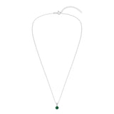 Gemstone Necklace in Sterling Silver, Round Pendant Size 6.5 * 6.5mm, 15" Cable Chain with 2" Extender, Gift Box Included - Apr, White Zircon