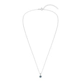 Gemstone Necklace in Sterling Silver, Round Pendant Size 6.5 * 6.5mm, 15" Cable Chain with 2" Extender, Gift Box Included - Apr, White Zircon