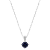 Gemstone Necklace in Sterling Silver, Round Pendant Size 6.5 * 6.5mm, 15" Cable Chain with 2" Extender, Gift Box Included - Apr, White Zircon