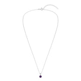 Gemstone Necklace in Sterling Silver, Round Pendant Size 6.5 * 6.5mm, 15" Cable Chain with 2" Extender, Gift Box Included - Apr, White Zircon