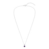 Gemstone Necklace in Sterling Silver, Round Pendant Size 6.5 * 6.5mm, 15" Cable Chain with 2" Extender, Gift Box Included - Apr, White Zircon