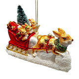 Hare and Sleigh Glass Ornament