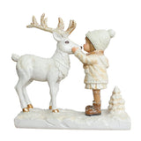 Deer And Charming Girl Figurine