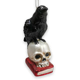 Raven And Skull Glass Ornament