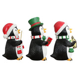Set Of 3 Penguin Christmas Figurines