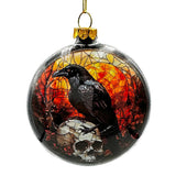 Skeleton and Raven Stained Glass Ornament