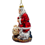 Santa And Baby Jesus Glass Ornament