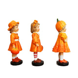 Set Of Three Pumpkin Girl Figurines