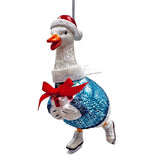 Playful Goose Glass Ornament