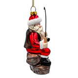 Glass Fishing Santa Claus Ornament