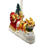 Hare and Sleigh Glass Ornament