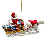 Santas Sleigh Glass Ornament