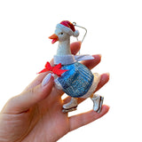 Playful Goose Glass Ornament