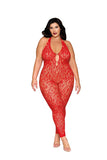 Dreamgirl Crystal Leopard Fishnet Halter Bodystocking