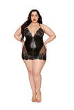 Dreamgirl Faux Leather And Lace Chemise