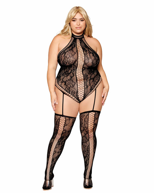 Dreamgirl Garter Teddy And Thigh High Stockings