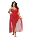 Dreamgirl Plus Size Lace Teddy And Skirt Set